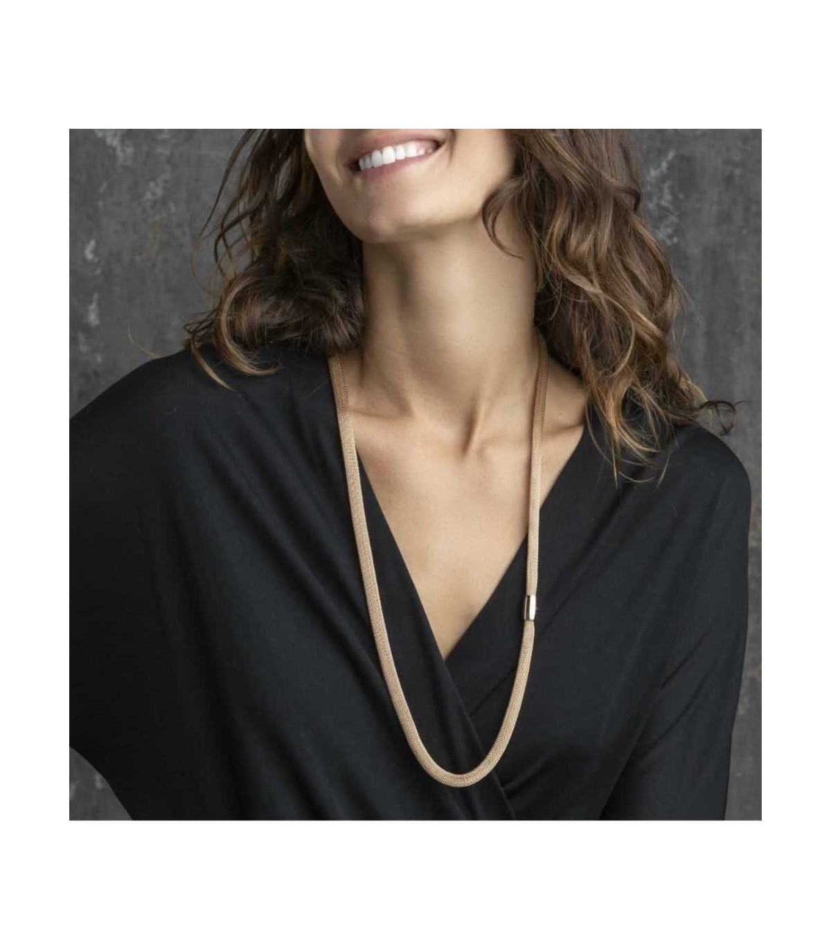 Collana Lunga Breil Magnetica System In Acciaio IP Rose 80 Cm - Maglia Soft Trasformabile E Abbinabile Ad Altri Elementi Magnetici