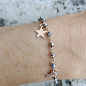Bracciale Donna Raggi Stelle Argento 925 Rosa Pietre Colorate
