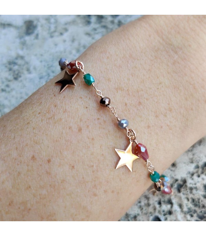 COAI Bracciale da Donna di Perline Colorate Arcobaleno, Bracciale Estivo Colorato da Donna
