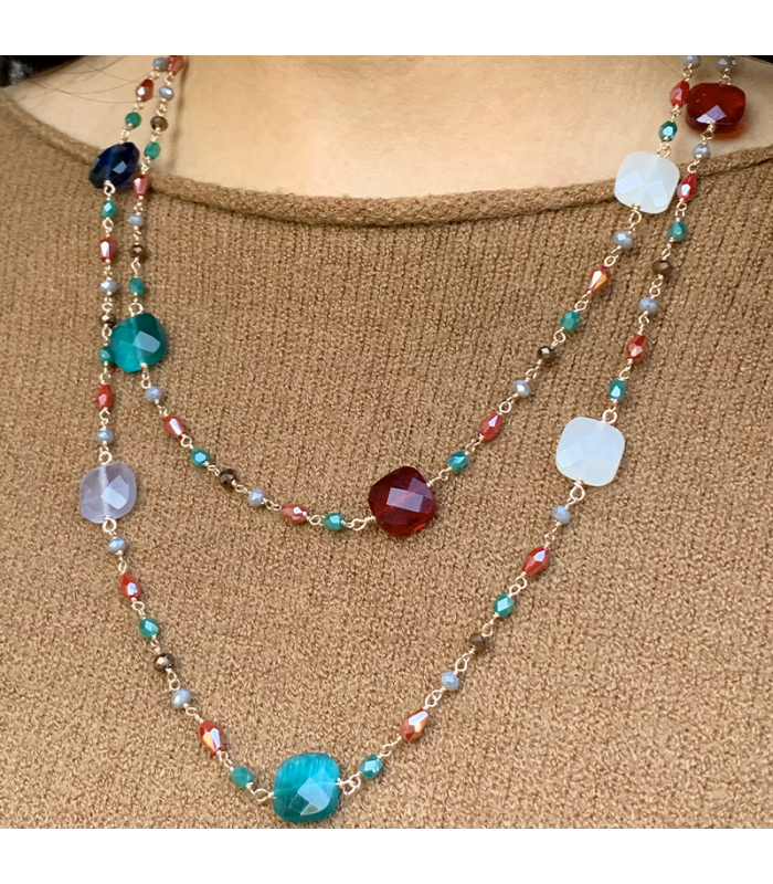 Collana Raggi Pietre Sfaccettate Colorate | Miraggi