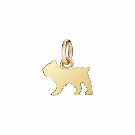 NKlaus Ciondolo Cane Piccolo In Oro Giallo 9 Carati (375) - Talismano 10,4mm Con Catena - Parzialmente Opaco