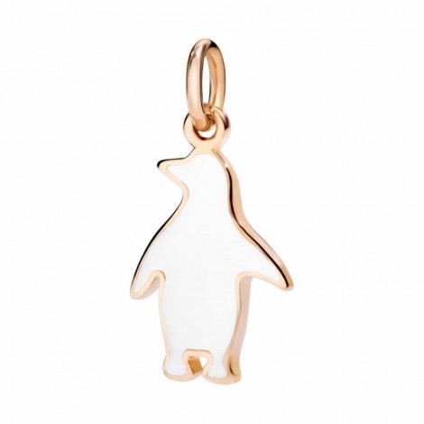 Ciondolo Dodo Pinguino Oro Rosa 9kt Smalto Bianco D10PIG/9/BI