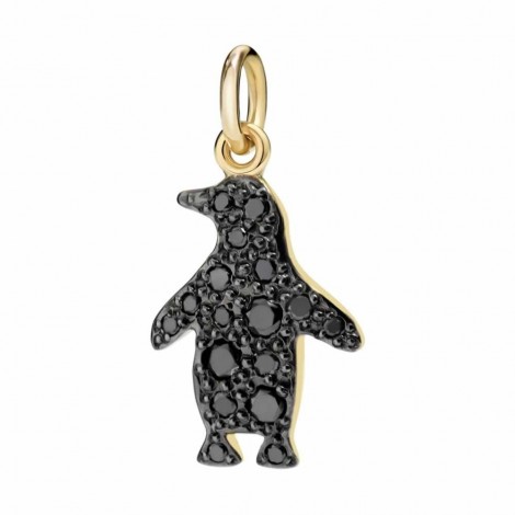 Ciondolo Dodo Pinguino Oro Giallo 18kt Diamanti Neri D10PIGOG/BB