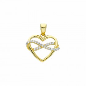 Ciondolo Raggi Cuore e Zirconi Oro Giallo 9kt