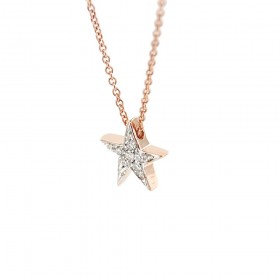Collana Raggi Oro Rosa 9kt Stella Diamanti 0,13ct PGIRSTAR/B