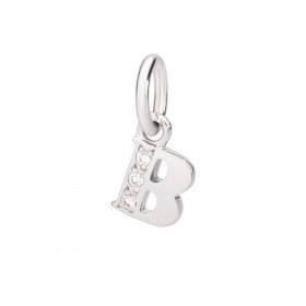 Ciondolo Dodo Lettera B Oro Bianco 18Kt Diamanti DLETPOB/B/B