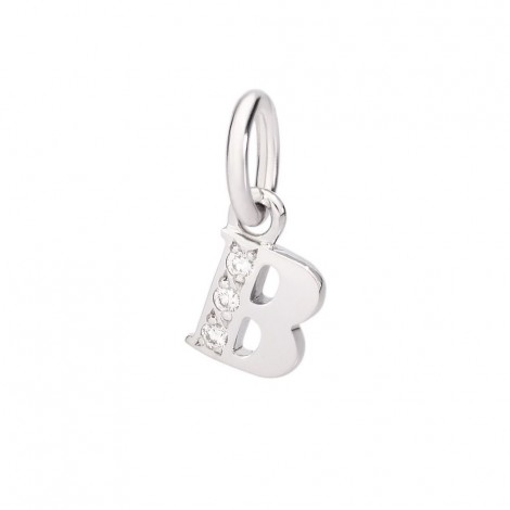 Ciondolo Dodo Lettera B Oro Bianco 18Kt Diamanti DLETPOB/B/B