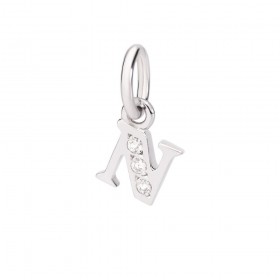 Ciondolo Dodo Lettera N Oro Bianco 18Kt Diamanti DLETPOB/B/N