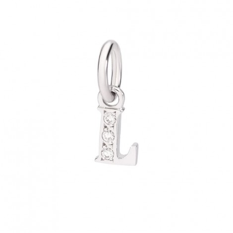 Ciondolo Dodo Lettera L Oro Bianco 18Kt Diamanti DLETPOB/B/L