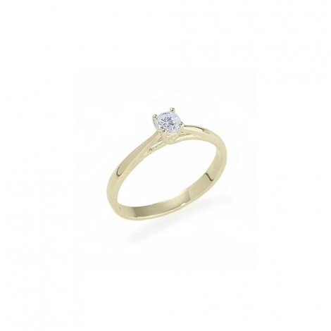 Raggi Anello Solitario Griffe Diamante 0,07 ct F VS Oro Giallo