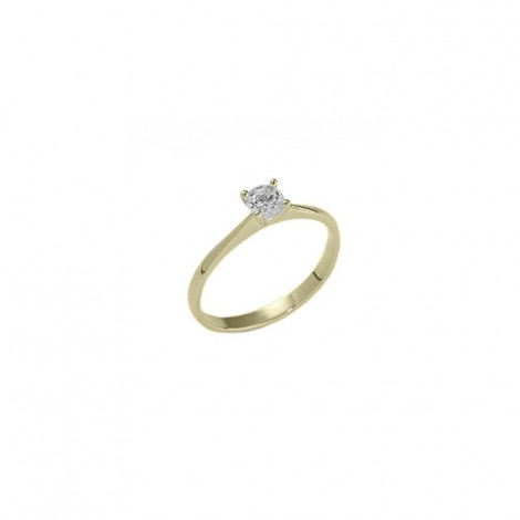 Raggi Anello Solitario Griffe Diamante 0,05 ct F VS Oro Giallo 18Kt