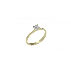 Raggi Anello Solitario Griffe Diamante 0,05 ct F VS Oro Giallo 18Kt