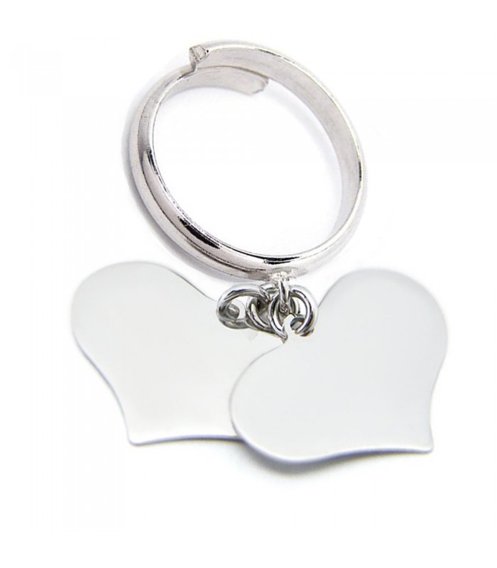 Anello Donna Raggi Due Cuori Pendenti Argento Anello Donna Raggi Due Cuori Pendenti Argento