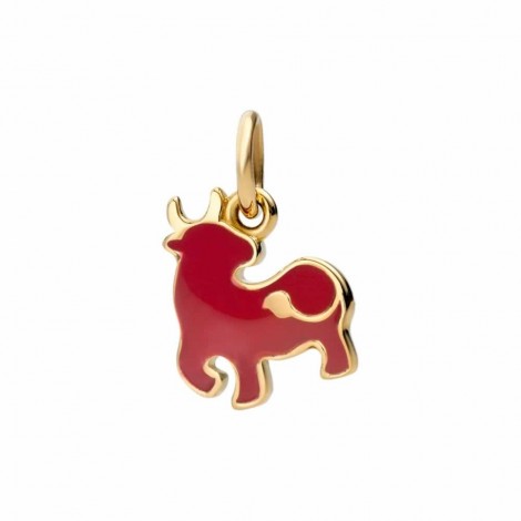 Ciondolo Dodo Bue Oro Giallo 18Kt Smalto Rosso DMCZ/BULOG