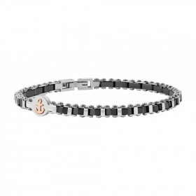 Bracciale Uomo Sector Acciaio Pvd Ceramica Ancora SAFR09