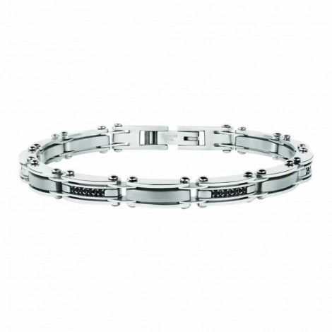 Bracciale Uomo Sector Acciaio Cristalli Neri SAFT19