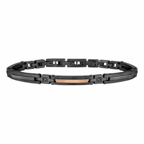 Bracciale Uomo Sector Acciaio Nero Rosé Cristalli Neri SAFT26