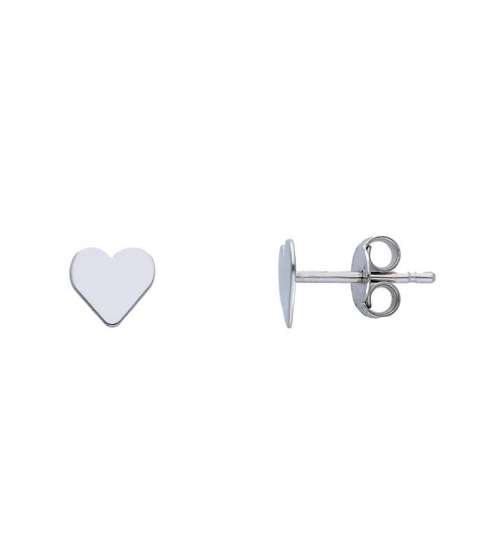 Orecchini Cuore Silhouette Oro Bianco 9kt Zirconi Bianchi MiRaggi