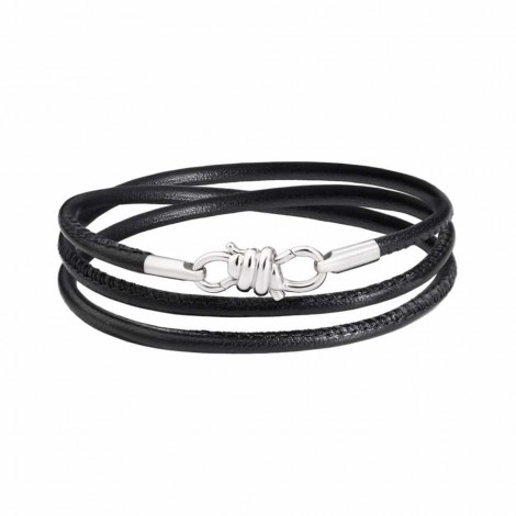 Bracciale Donna Dodo Nodo in Pelle e Argento 925 Nero