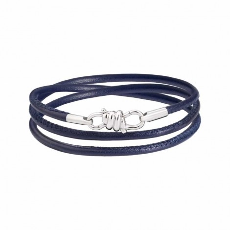 Bracciale Dodo Nodo in Pelle e Argento 925 Blu