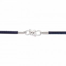 Bracciale Dodo Nodo in Pelle e Argento 925 Blu