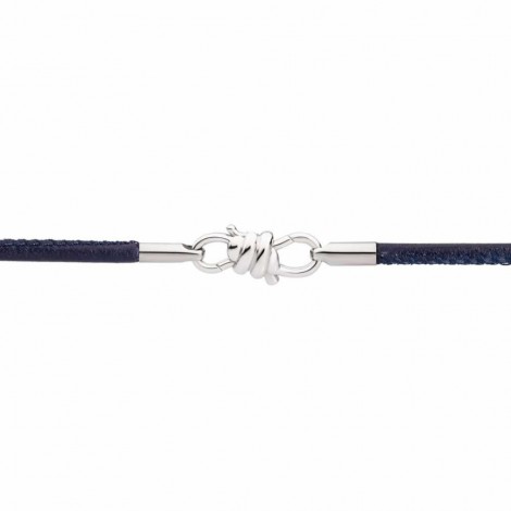 Bracciale Dodo Nodo in Pelle e Argento 925 Blu