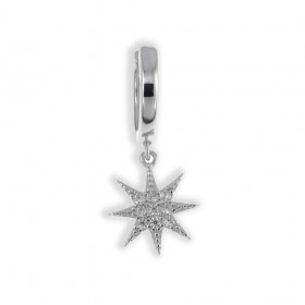 Monorecchino Cerchio Raggi Argento 925 Rodiato Stella Polare