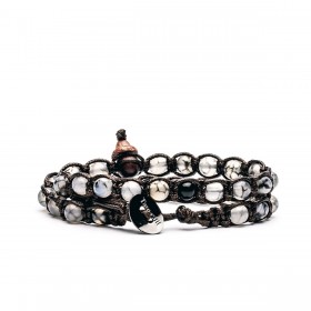 Bracciale Tamashii Tibet Lungo Agata Grigio Cracked BHS600-56