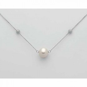 Collana Miluna Oro 18kt Diamantata Perla Centrale PCL6025