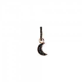 Monorecchino Donna Raggi Argento 925 Rosato Luna con Zirconi Neri