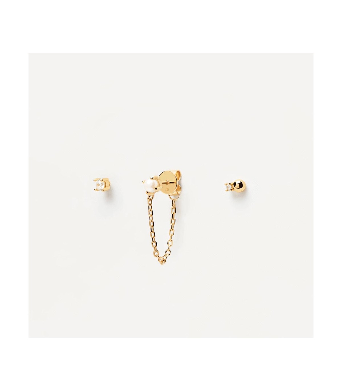 Set Orecchini PDPaola BU01-050-U – 3 Pezzi In Argento Sterling 925 Placcato Oro 18K, Con Cristallo Blu, Madreperla E Zirconia Verde