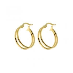 Orecchini Donna Raggi a Cerchio in Oro Giallo 18kt Due Fili