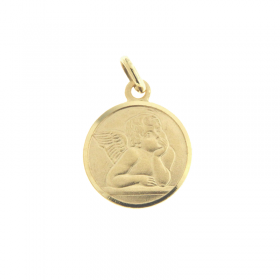 Ciondolo Raggi Medaglia Angelo in Oro Giallo 18kt