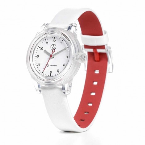 Orologio Smile Solar Bianco Rosso Ecopelle RP29J003Y