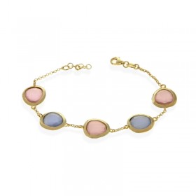 Bracciale Raggi Argento 925 Dorato Pietre Rosa Azzurre