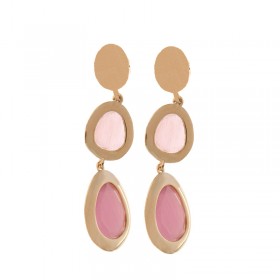 Orecchini Donna Pendenti Argento 925 Rosato con Pietre Rosa