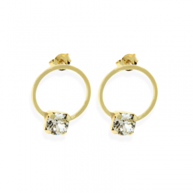 Orecchini A Lobo Donna Argento 925 Dorato Cerchietto Zirconi