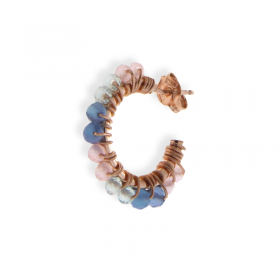 Monorecchino Raggi Argento 925 Rosato Pietre Rosa Celesti Bianche