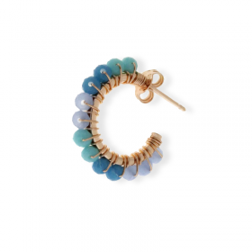 Monorecchino Argento Rosato Pietre Azzurre