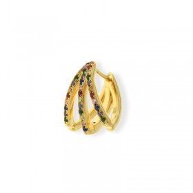 Monorecchino Raggi Argento 925 Dorato Zirconi Colorati