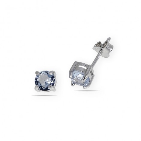 Orecchino Singolo Argento 925 Con Zircone Azzurro | NKlaus Calice 5mm - Singolo Pezzo, Rodiato, Idea Regalo