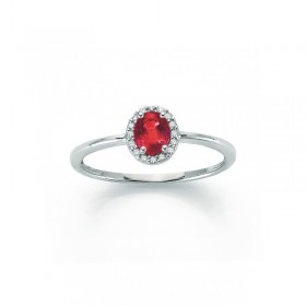 Anello Donna Raggi Oro Bianco 9kt Rubino 0,25ct Diamante 0,05 G SI