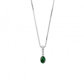 Collana Smeraldo 0,25ct Diamanti 0,03 ct Oro Bianco 9kt