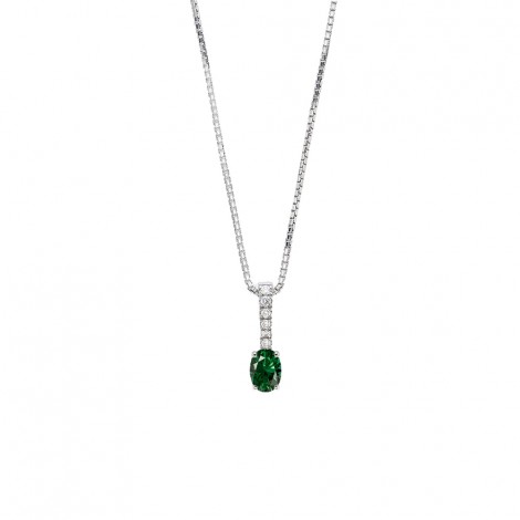 Collana Smeraldo 0,25ct Diamanti 0,03 ct Oro Bianco 9kt