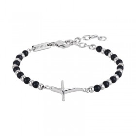 Bracciale Uomo Breil Code Acciaio Onice Croce TJ2989