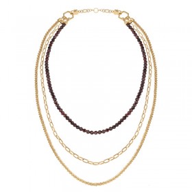 Breil Collana Donna Kaleido Tre Giri Acciaio Gold Granati TJ3005