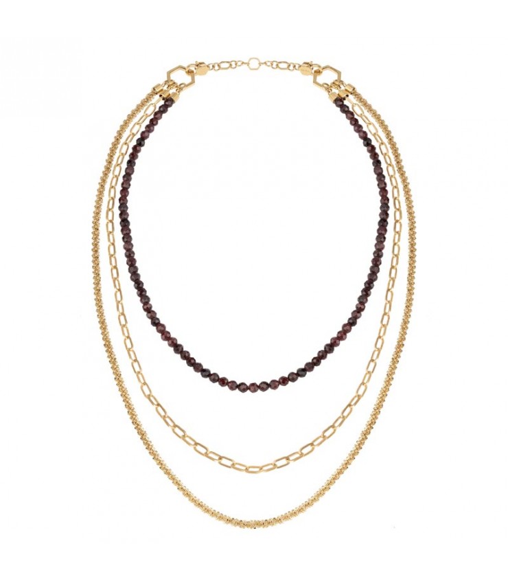 Bracciale Breil Kaleido In Acciaio IP Gold Con Granati - Trasformabile In Cavigliera, Regolabile 15-21cm - Foto 9