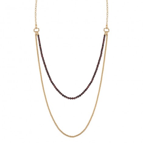 Breil Collana Donna Kaleido Tre Giri Acciaio Gold Granati TJ3005