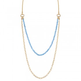 Breil Collana Donna Kaleido Tre Giri Acciaio Gold Giada Azzurra TJ3006