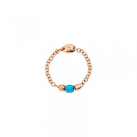 Anello Dodo Granelli Oro Rosa 9kt Ceramica Turchese